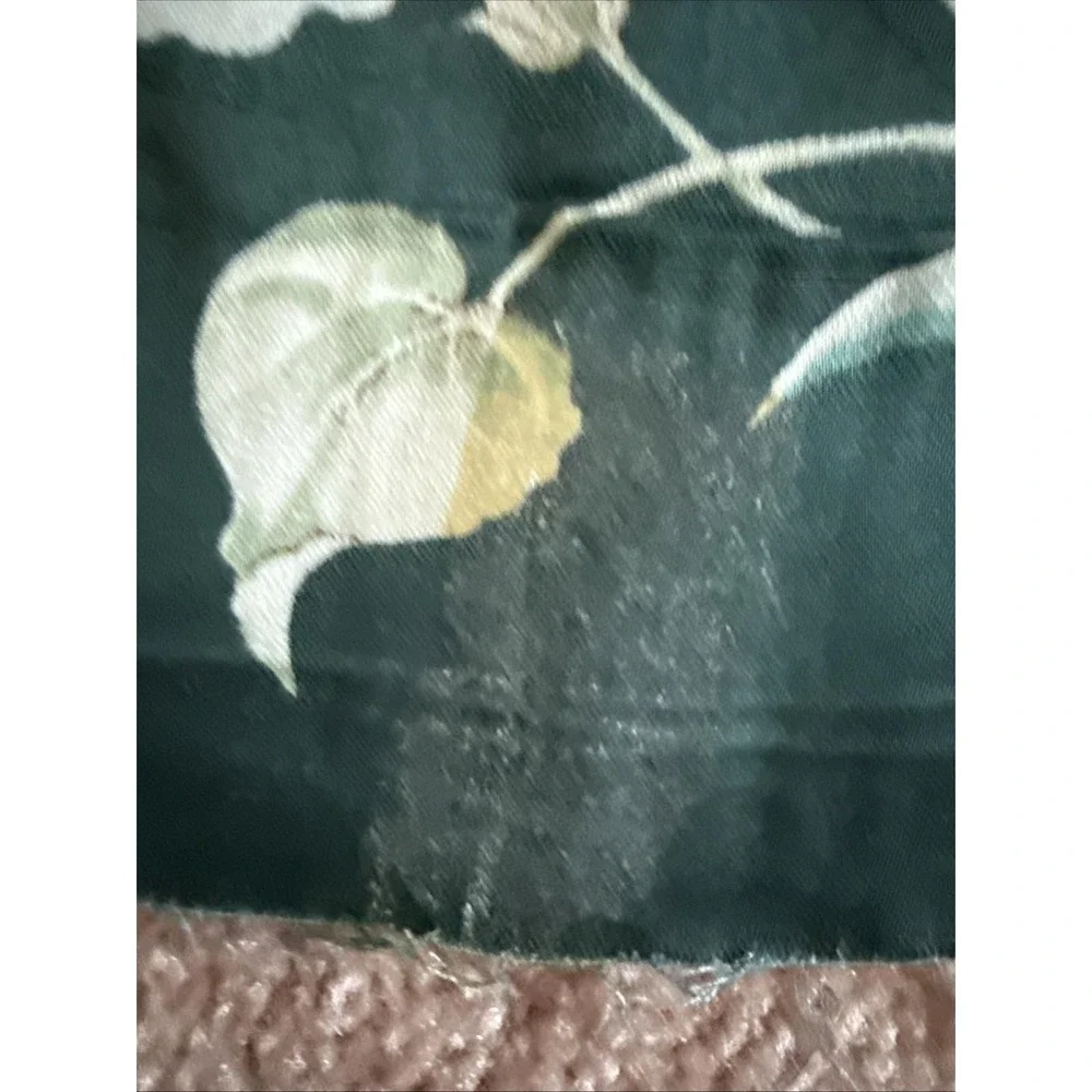 Vintage Schumacher Venus Floral Fabric Panel Pink Roses Dark Teal Cottagecore - Picture 14 of 14